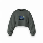The Starry Night Oversize Crop Sweatshirt — Antrasit — Ön baskı
