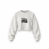 Led Zeppelin The Starship Oversize Crop Sweatshirt — Beyaz — Ön baskı