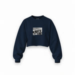 Led Zeppelin The Starship Oversize Crop Sweatshirt — Lacivert — Ön baskı