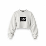Led Zeppelin Pontiac Silverdome 1977 Oversize Crop Sweatshirt — Beyaz — Ön baskı
