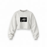 Led Zeppelin Pontiac Silverdome 1977 Oversize Crop Sweatshirt — Beyaz — Ön baskı