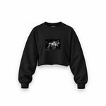 Led Zeppelin Pontiac Silverdome 1977 Oversize Crop Sweatshirt — Siyah — Ön baskı