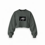 Led Zeppelin Pontiac Silverdome 1977 Oversize Crop Sweatshirt — Antrasit — Ön baskı