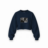 Keith Richards Montauk New York 1975 Oversize Crop Sweatshirt — Lacivert — Ön baskı