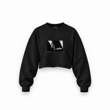 Keith Richards Anvers 1973 Oversize Crop Sweatshirt — Siyah — Ön baskı