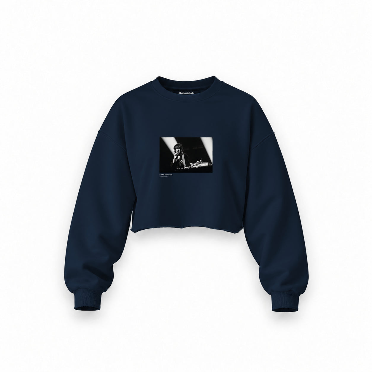 Keith Richards Anvers 1973 Oversize Crop Sweatshirt — Lacivert — Ön baskı