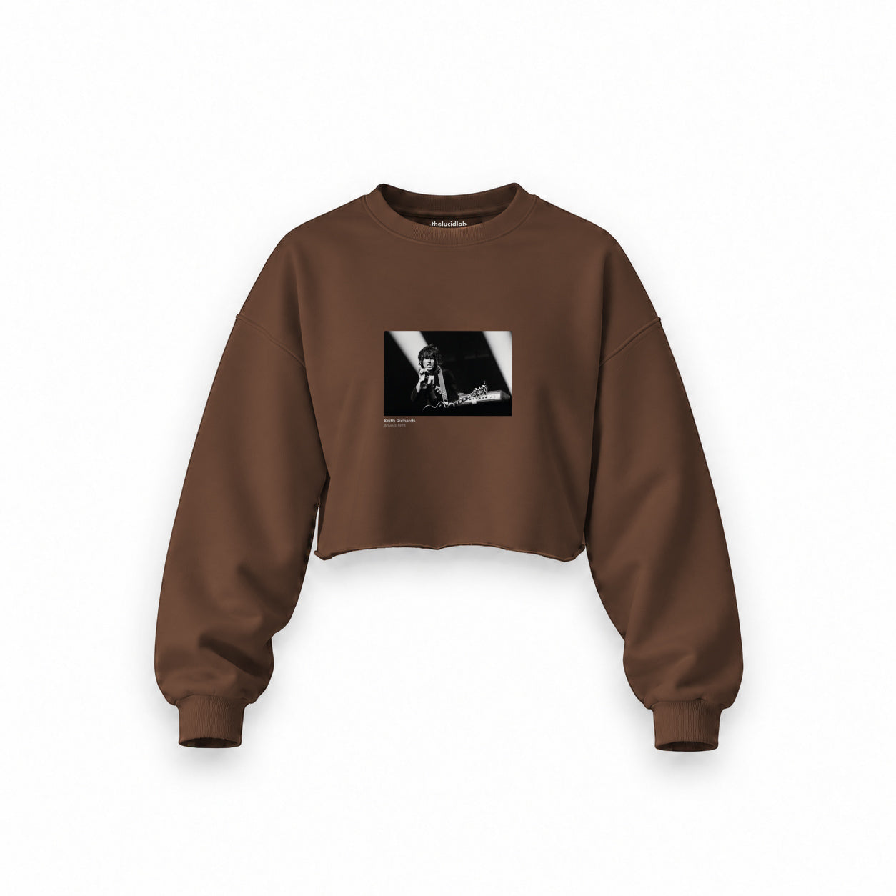 Keith Richards Anvers 1973 Oversize Crop Sweatshirt — Kahverengi — Ön baskı