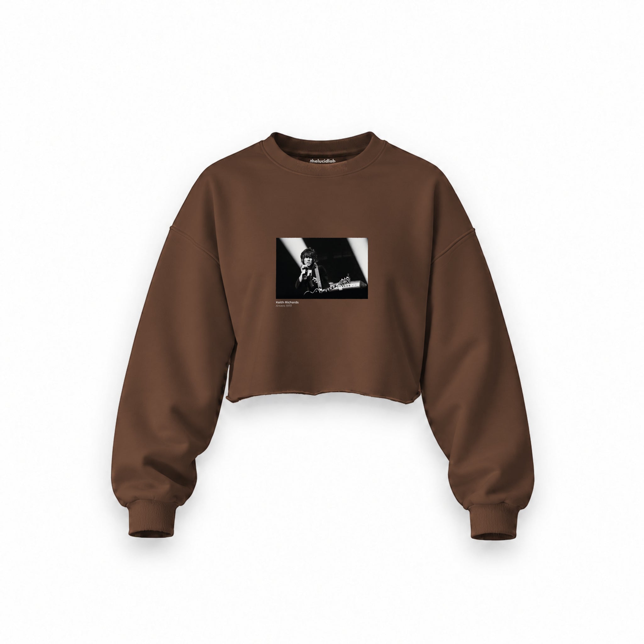 Keith Richards Anvers 1973 Oversize Crop Sweatshirt — Kahverengi — Ön baskı
