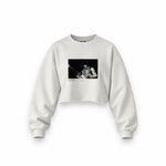 Jimi Hendrix Falkoner Centret Copenhagen 1969 Oversize Crop Sweatshirt — Beyaz — Ön baskı