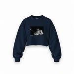 Jimi Hendrix Falkoner Centret Copenhagen 1969 Oversize Crop Sweatshirt — Lacivert — Ön baskı