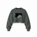 Jimi Hendrix Falkoner Centret Copenhagen 1969 Oversize Crop Sweatshirt — Antrasit — Ön baskı