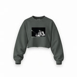 Jimi Hendrix Falkoner Centret Copenhagen 1969 Oversize Crop Sweatshirt — Antrasit — Ön baskı