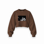 Jimi Hendrix Falkoner Centret Copenhagen 1969 Oversize Crop Sweatshirt — Kahverengi — Ön baskı