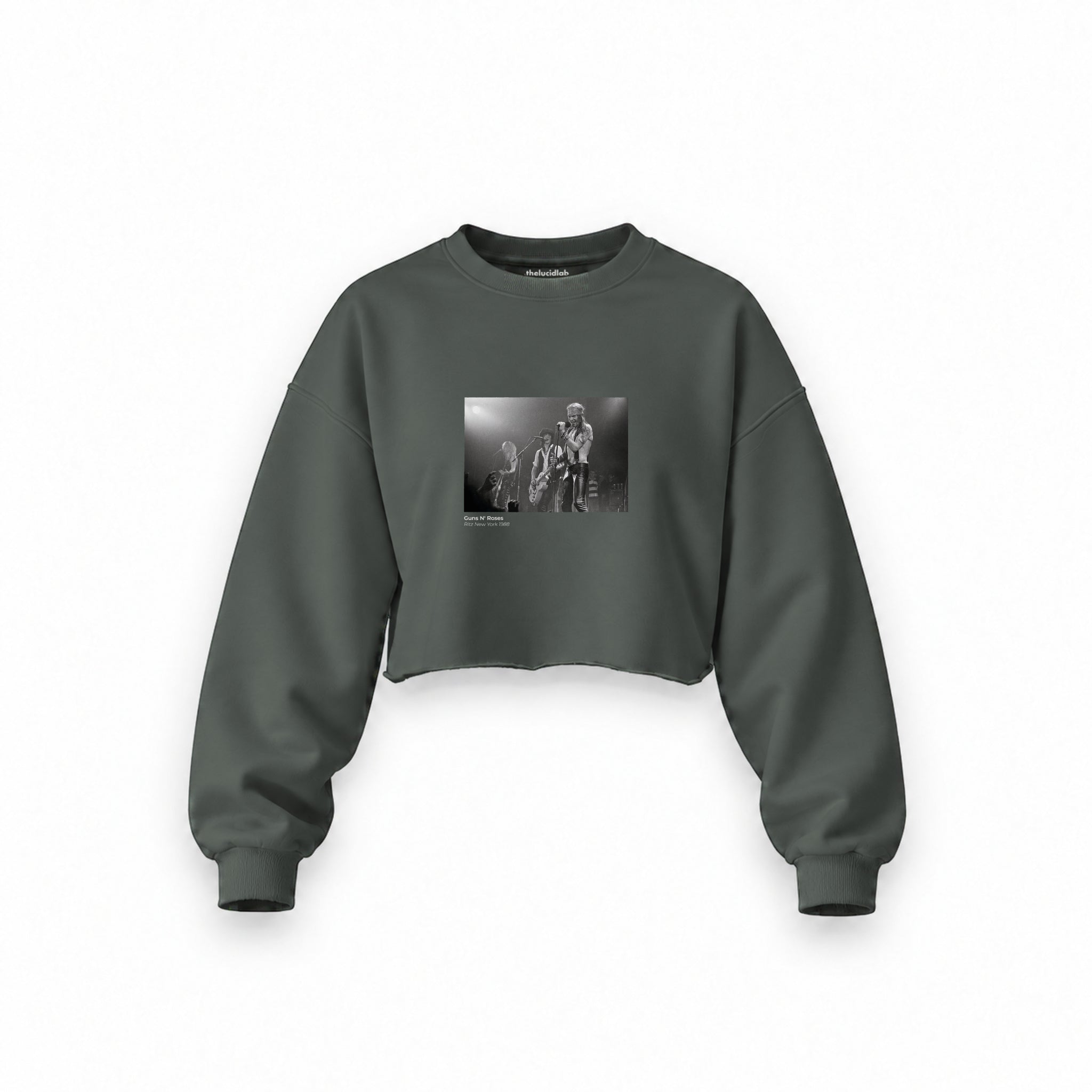 Guns N’ Roses Ritz New York 1988 Oversize Crop Sweatshirt — Antrasit — Ön baskı