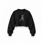 Brian Jones London 1966 Oversize Crop Sweatshirt — Siyah — Ön baskı