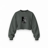 Brian Jones London 1966 Oversize Crop Sweatshirt — Antrasit — Ön baskı