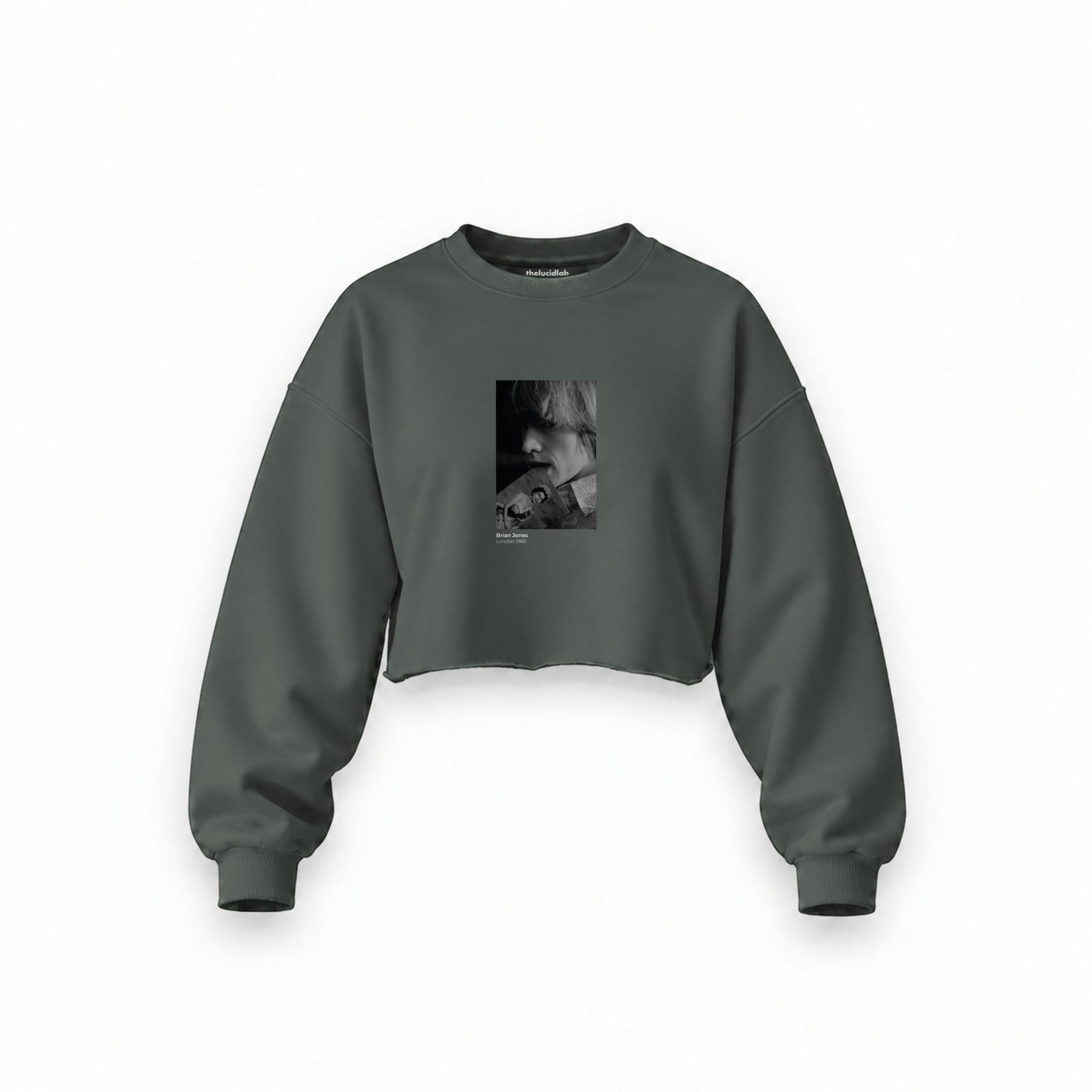 Brian Jones London 1966 Oversize Crop Sweatshirt — Antrasit — Ön baskı