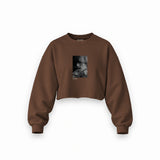 Brian Jones London 1966 Oversize Crop Sweatshirt — Kahverengi — Ön baskı