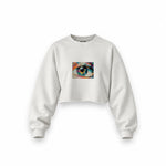 The Eye Oversize Crop Sweatshirt — Beyaz — Ön baskı