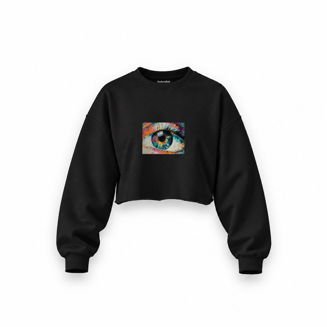 The Eye Oversize Crop Sweatshirt — Siyah — Ön baskı