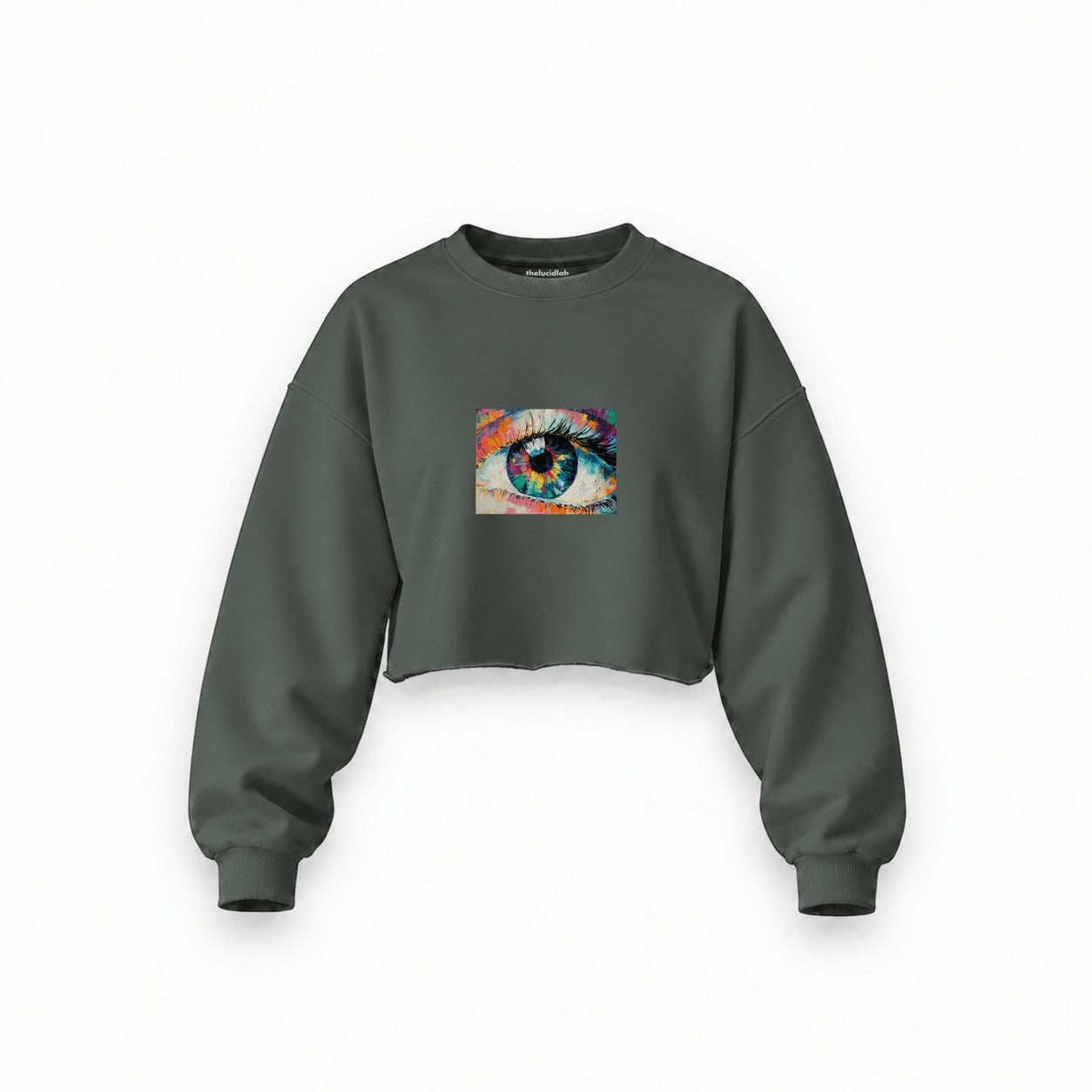 The Eye Oversize Crop Sweatshirt — Antrasit — Ön baskı