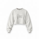 I/RCONIC Oversize Crop Sweatshirt — Beyaz — Ön baskı