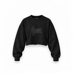 I/RCONIC Oversize Crop Sweatshirt — Siyah — Ön baskı