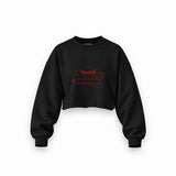 Hotdog Oversize Crop Sweatshirt — Siyah — Ön baskı