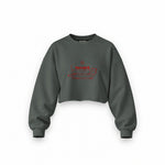 Hotdog Oversize Crop Sweatshirt — Antrasit — Ön baskı