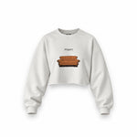 Pivot! / Friends Oversize Crop Sweatshirt — Beyaz — Ön baskı