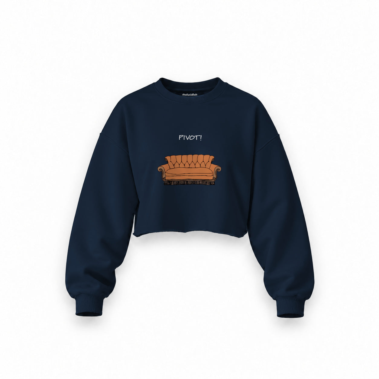 Pivot! / Friends Oversize Crop Sweatshirt — Lacivert — Ön baskı