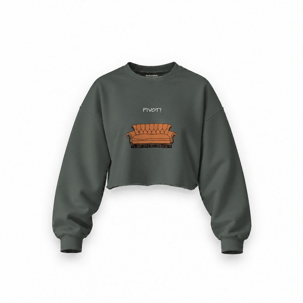 Pivot! / Friends Oversize Crop Sweatshirt — Antrasit — Ön baskı