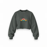 Central Perk / Friends Oversize Crop Sweatshirt — Antrasit — Ön baskı