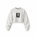 Marlon Brando / Godfather 1972 Oversize Crop Sweatshirt — Beyaz — Ön baskı