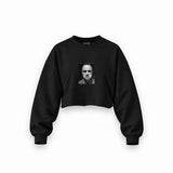 Marlon Brando / Godfather 1972 Oversize Crop Sweatshirt — Siyah — Ön baskı