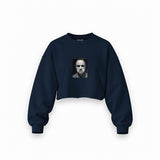 Marlon Brando / Godfather 1972 Oversize Crop Sweatshirt — Lacivert — Ön baskı