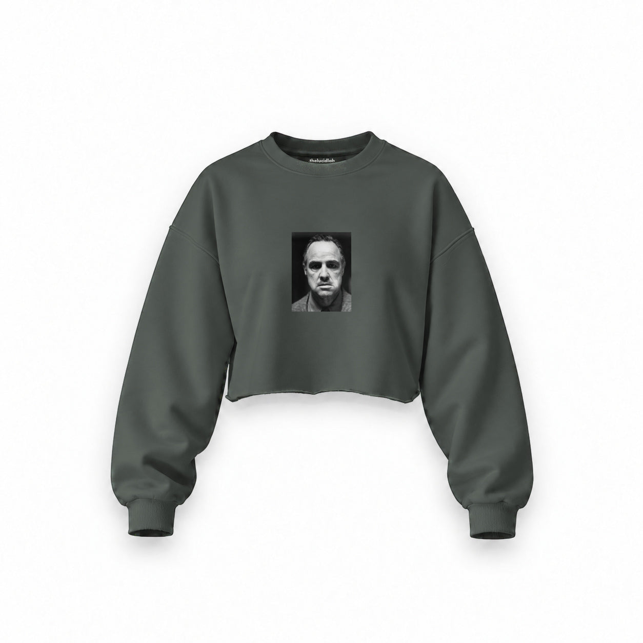 Marlon Brando / Godfather 1972 Oversize Crop Sweatshirt — Antrasit — Ön baskı