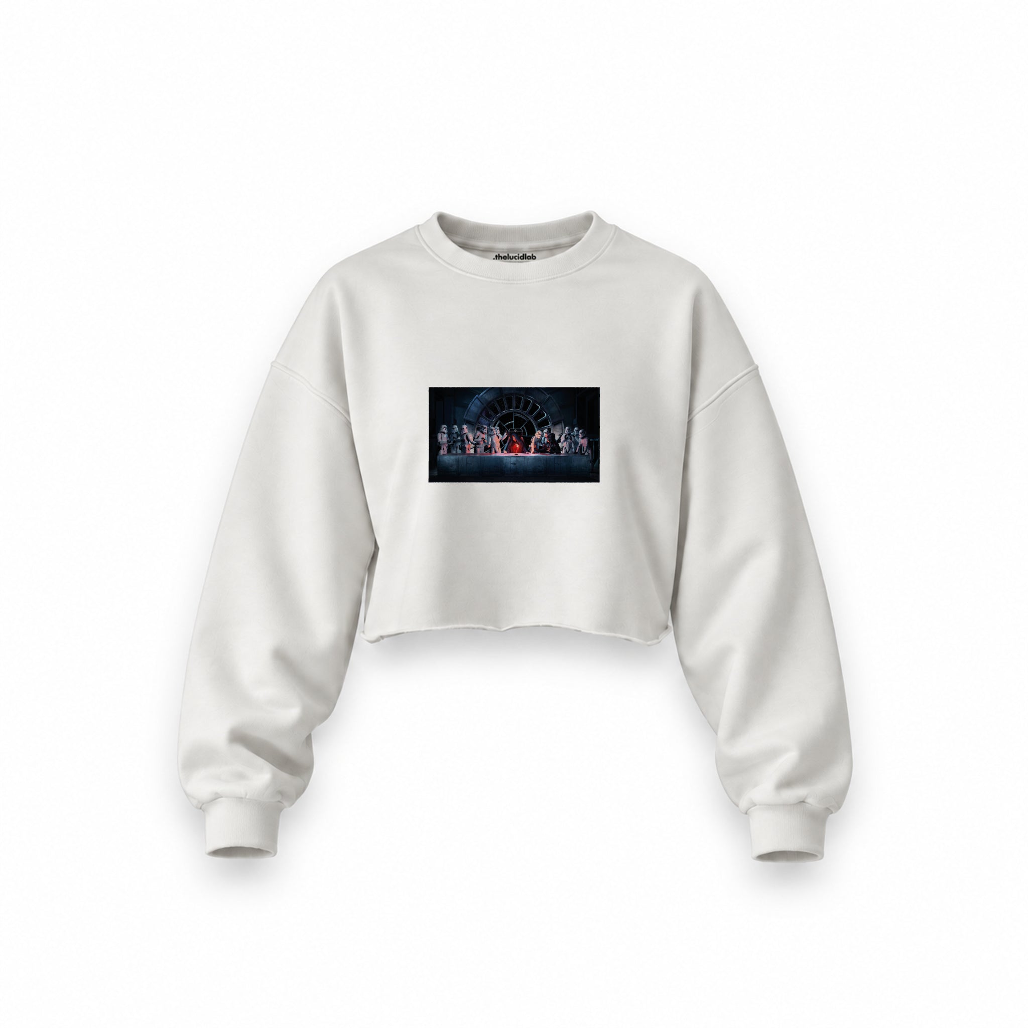 Star Wars Last Supper Oversize Crop Sweatshirt — Beyaz — Ön baskı
