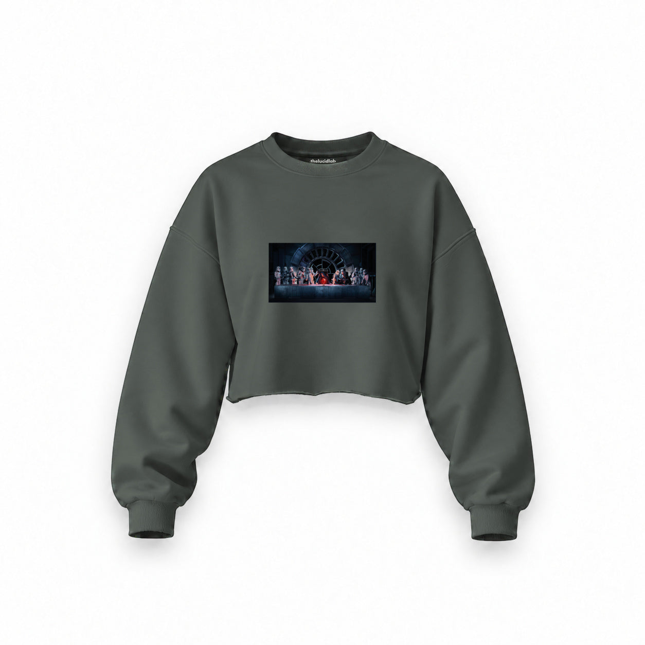 Star Wars Last Supper Oversize Crop Sweatshirt — Antrasit — Ön baskı