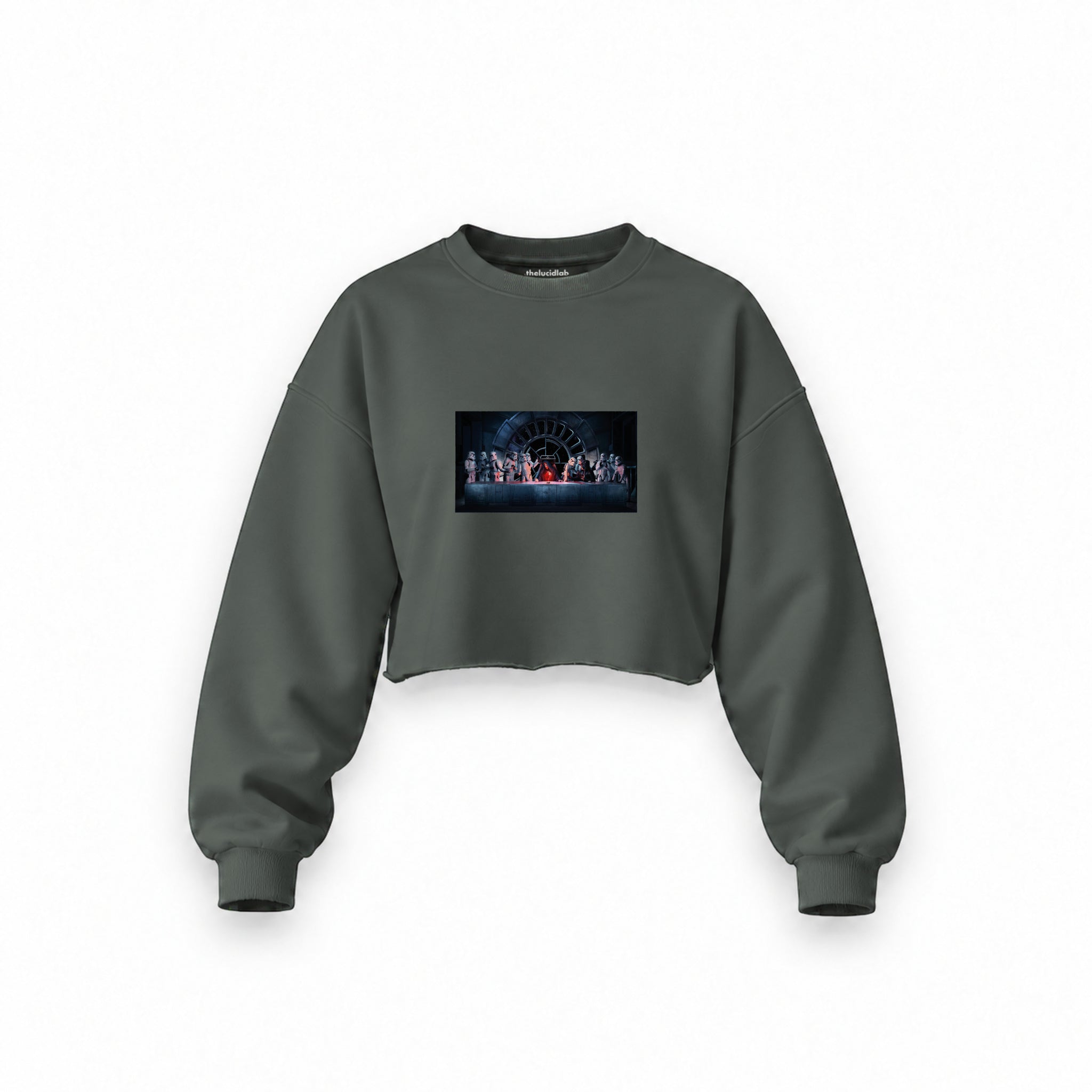 Star Wars Last Supper Oversize Crop Sweatshirt — Antrasit — Ön baskı