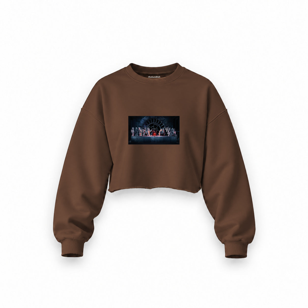 Star Wars Last Supper Oversize Crop Sweatshirt — Kahverengi — Ön baskı