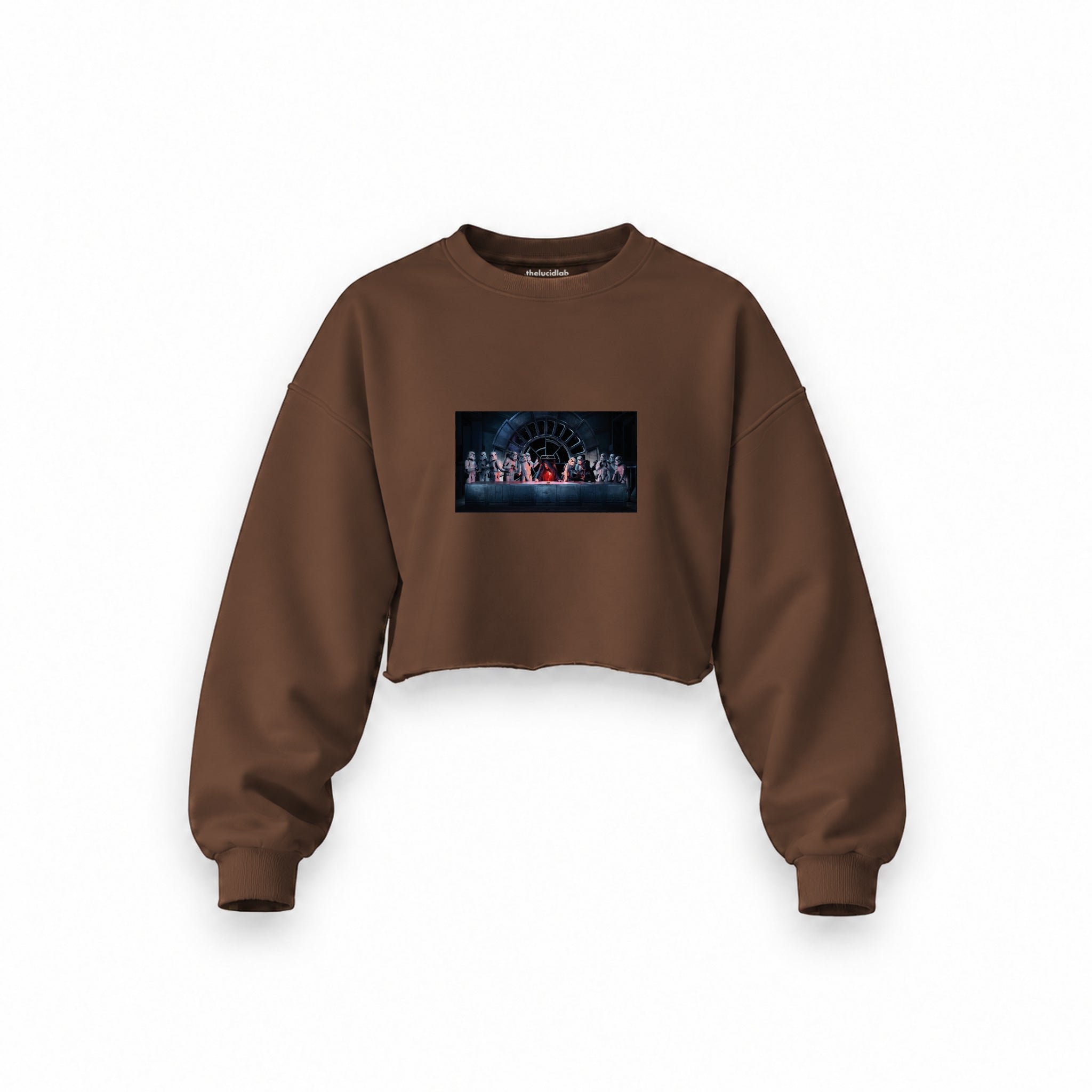 Star Wars Last Supper Oversize Crop Sweatshirt — Kahverengi — Ön baskı