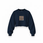 Reddit Place Oversize Crop Sweatshirt — Lacivert — Ön baskı