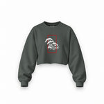 Perspektif Kanagawa Dalgası Oversize Crop Sweatshirt — Antrasit — Ön baskı