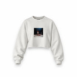 Muhammed Ali And Sonny Liston Usa 1965 Oversize Crop Sweatshirt — Beyaz — Ön baskı