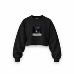 Muhammed Ali And Sonny Liston Usa 1965 Oversize Crop Sweatshirt — Siyah — Ön baskı