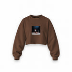 Muhammed Ali And Sonny Liston Usa 1965 Oversize Crop Sweatshirt — Kahverengi — Ön baskı