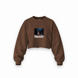 Muhammed Ali And Sonny Liston Usa 1965 Oversize Crop Sweatshirt — Kahverengi — Ön baskı