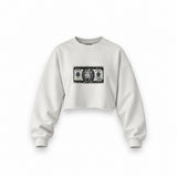 Morty Dollar Oversize Crop Sweatshirt — Beyaz — Ön baskı