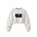 Michael Jordan Chicago Bulls 1997 Oversize Crop Sweatshirt — Beyaz — Ön baskı